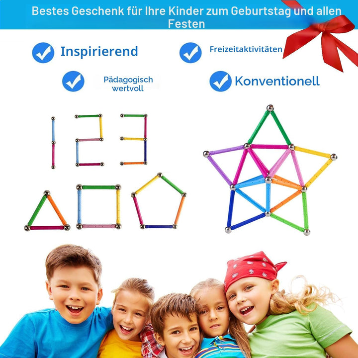 Beicarin 204 Stück Magnetische Bausteine, Spielzeug, Magnet Lernspielzeug, Magnetblöcke, Stapelspiel
