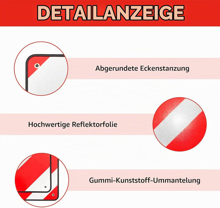 Reflektierendes Warnschild,Warntafel Fahrradträger 50 x 50 cm,Reflektierend Warnschild,2in1 rot Weis