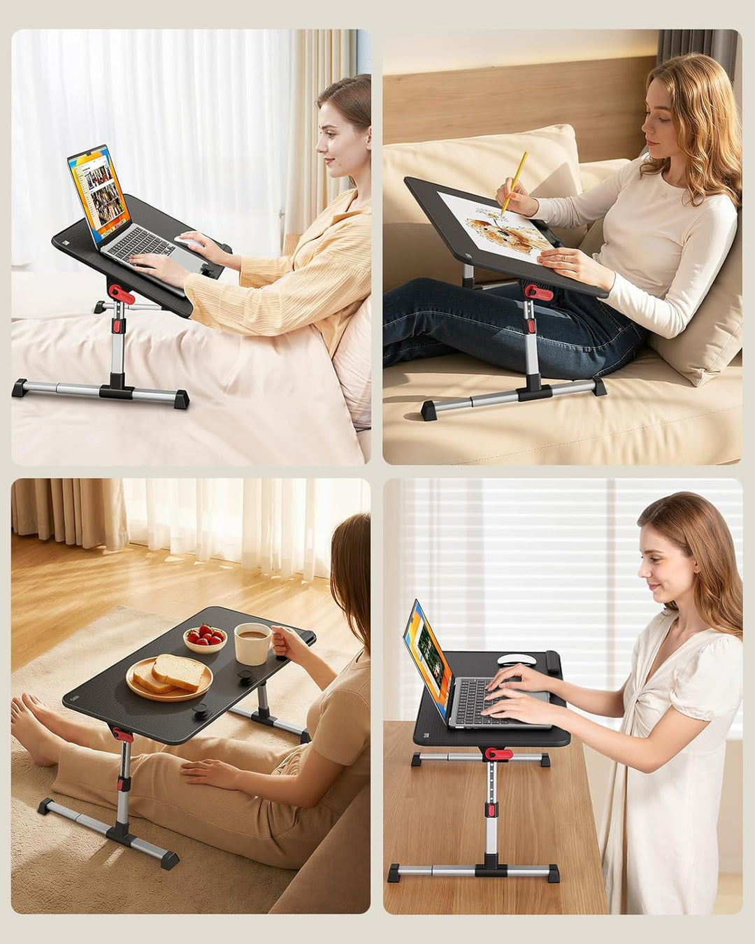 SAIJI Laptoptisch, Betttisch, Laptopständer,- Verstärkte Stabilität, verlängerte Beine - Einstellbar