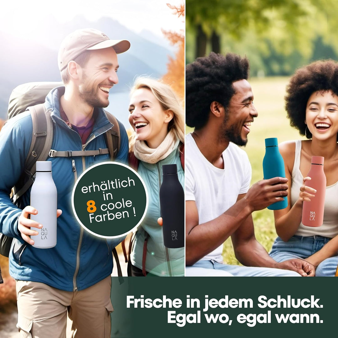 Thermosflasche Edelstahl 500ml. BPA Frei. Auslaufsicher. Modern. Stilvolle Trinkflasche. Minimalisti