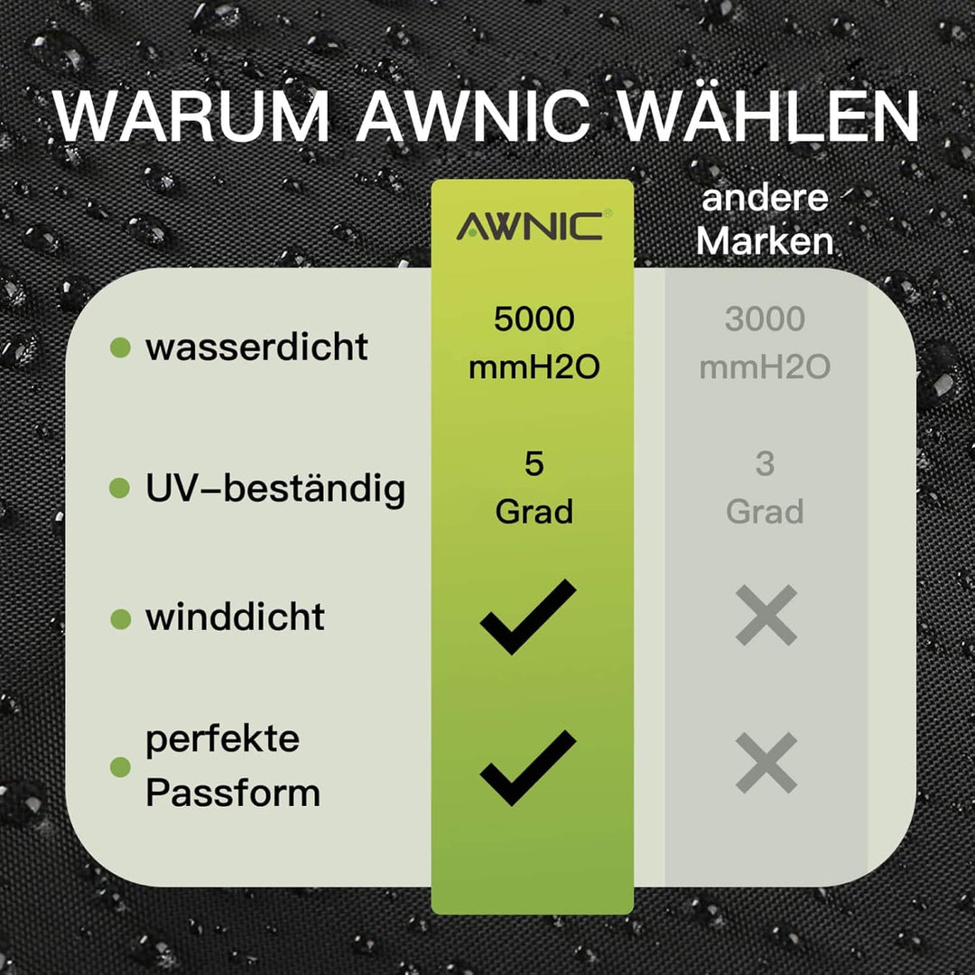 Awnic Gartenliege Abdeckung Wasserdicht 420D Oxford Stoff - Liegestuhl Abdeckung für Garten Sonnenli