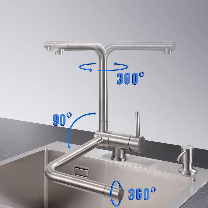 CECIPA Vorfenster Küchenarmatur Klappbar, Hochdruck Wasserhahn Küche, Flexible Mischbatterie Küche 3