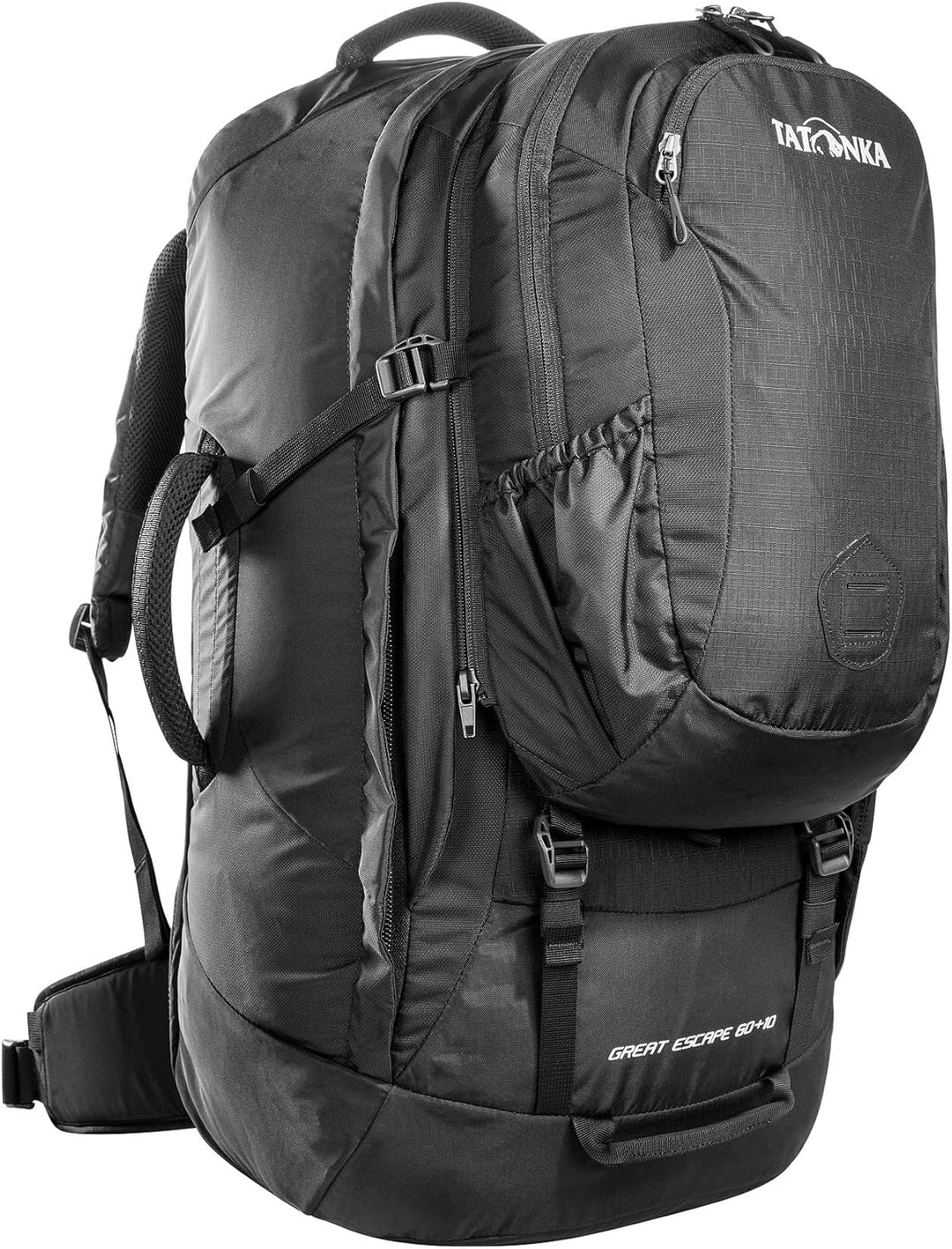 Tatonka Great Escape 60+10 - Reiserucksack mit grosser Kofferöffnung, abnehmbarem Daypack (10l) und