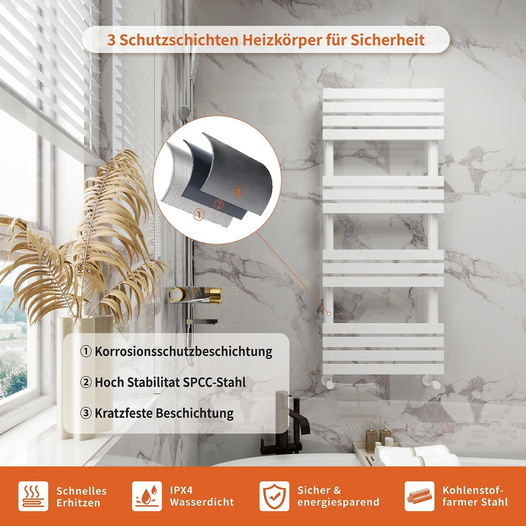 Badheizkörper Chrom, Handtuchhalter Heizkörper mit Seitenanschluss, Handtuchwärmer Heizkörper Handtu