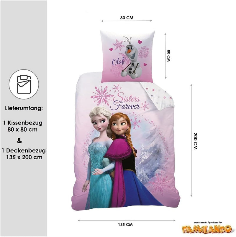 Disney CTI 43999 Bettwäsche Frozen/Ice Queen, Pink Mountain Linen 135 x 200 cm 80 x 80 cm