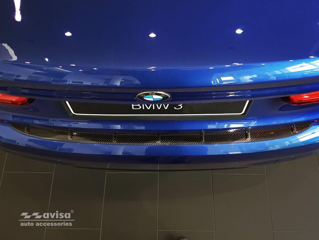 Avisa Echtes 3D Karbon Heckstossstangenschutz kompatibel mit BMW 3er G20 Limousine M-Paket 2019-