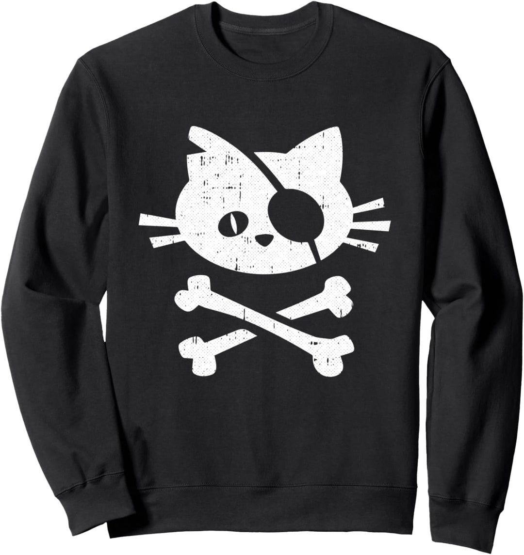 Halloween-Kostüm für Katzen, Piratenmotiv, mit Totenkopf, gekreuzte Knochen Sweatshirt