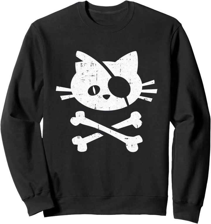 Halloween-Kostüm für Katzen, Piratenmotiv, mit Totenkopf, gekreuzte Knochen Sweatshirt
