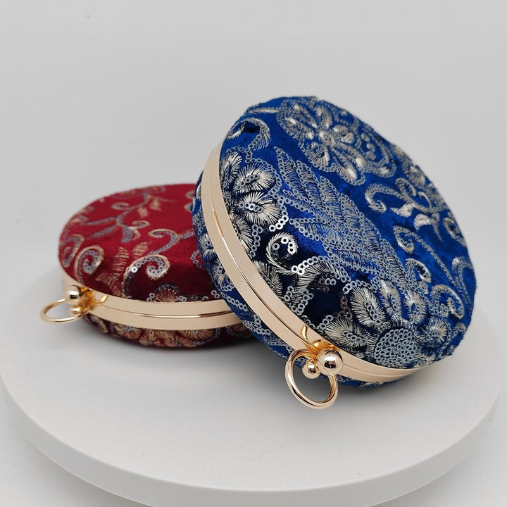 CORIOS Damen Rund Abendtasche Samt Clutch Bag Brauttasche Blume Schultertasche Luxus Handgelenktasch