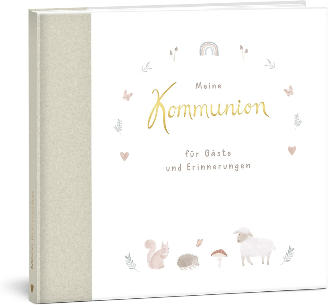 mintkind® Gästebuch Meine Kommunion Wald I Kommunion Geschenk personalisiert I Buch zur Kommunion Er