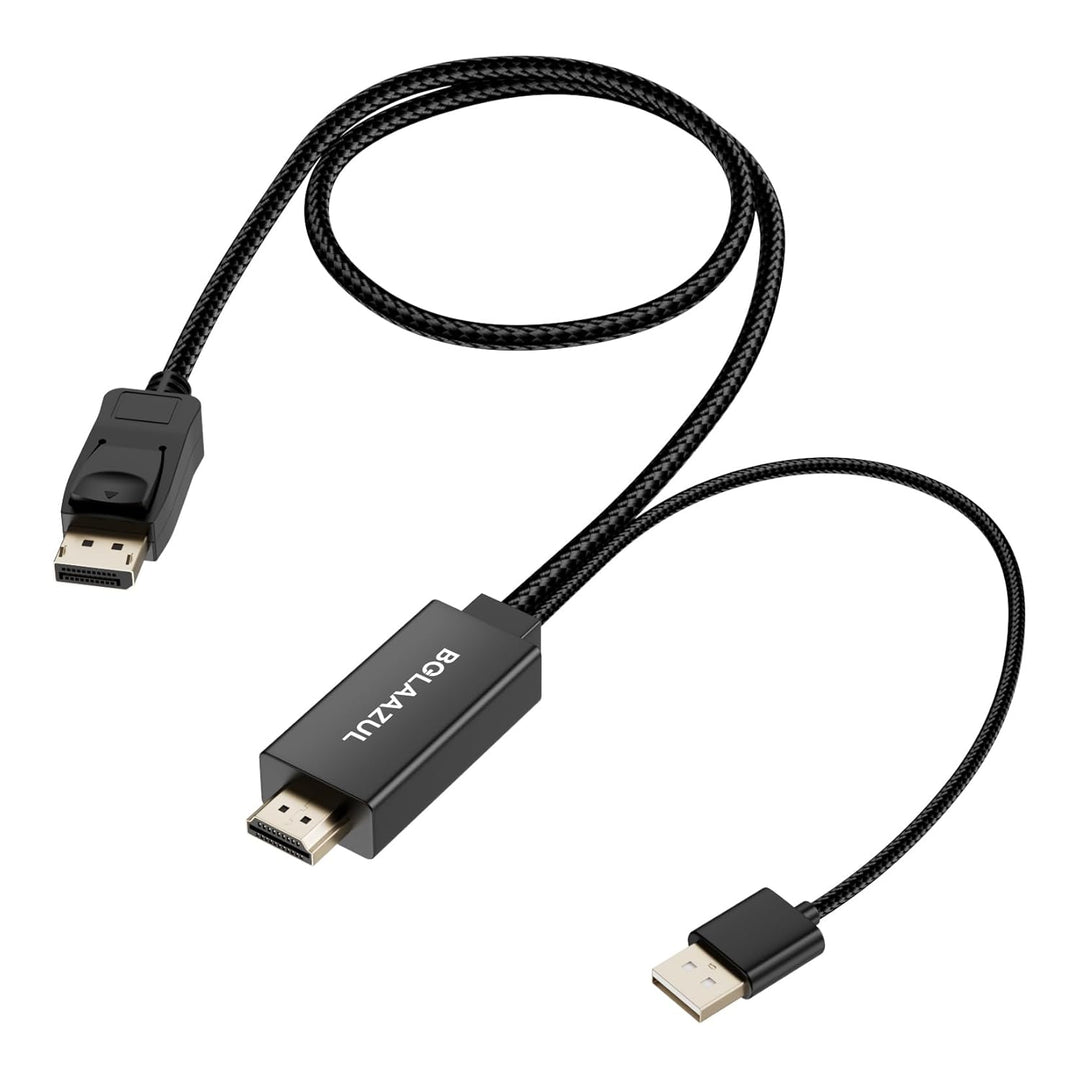 BolAAzuL HDMI auf DisplayPort-Kabel, 4K @ 60Hz, Schwarz, Unidirektional für PS5, PS4 Pro - Monitorka