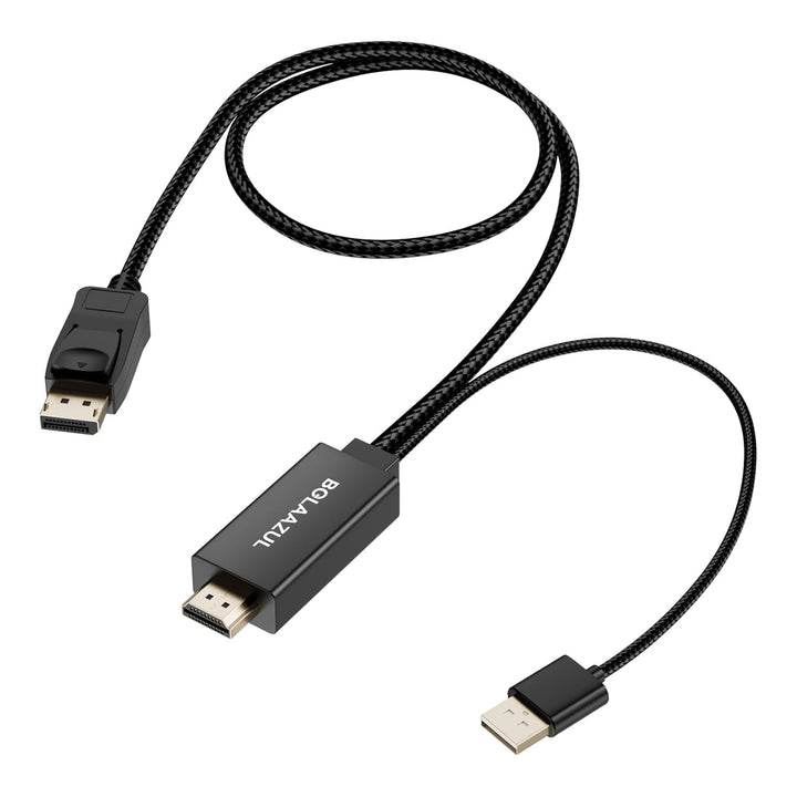 BolAAzuL HDMI auf DisplayPort-Kabel, 4K @ 60Hz, Schwarz, Unidirektional für PS5, PS4 Pro - Monitorka