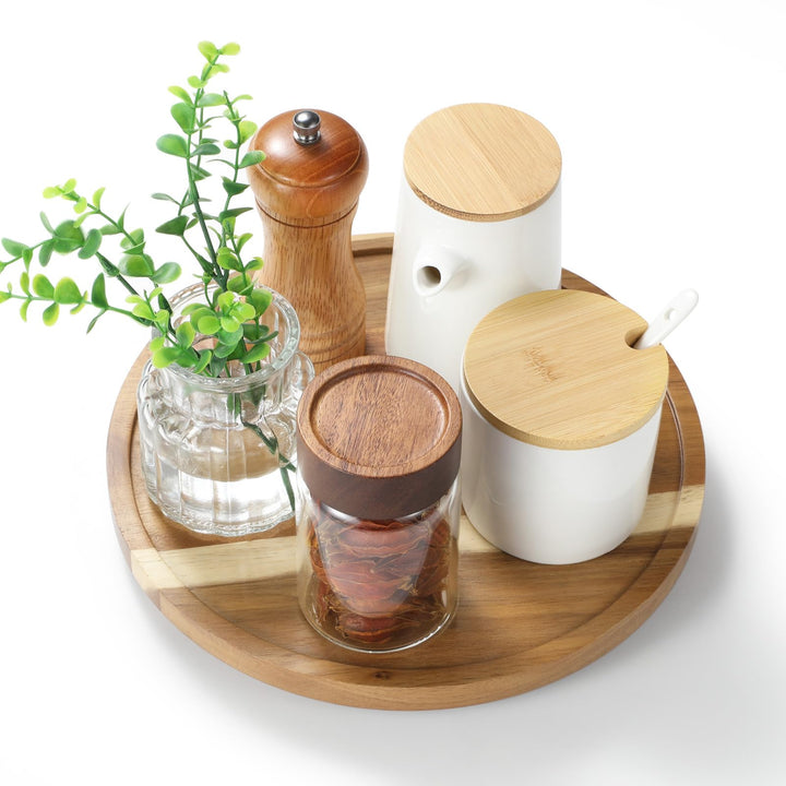 LAMU Lazy Susan Drehteller für Schrank, Küche, Arbeitsplatte, Speisekammer, 25,4 cm (10 Zoll) Akazie