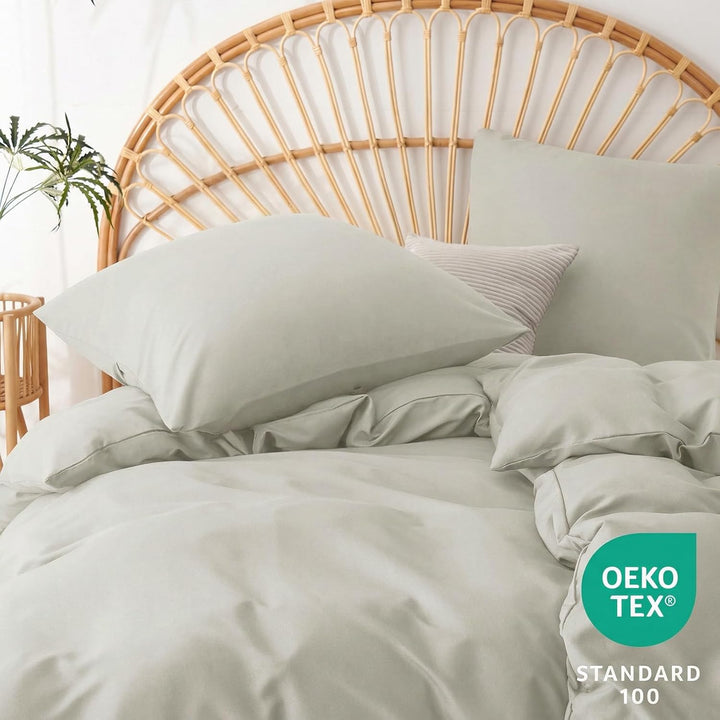 WAVVE Bettwäsche 200x200 3 teilig Beige - Bettbezug 200 x 200 Set mit Kissenbezüge 80x80 cm, Bettwäs