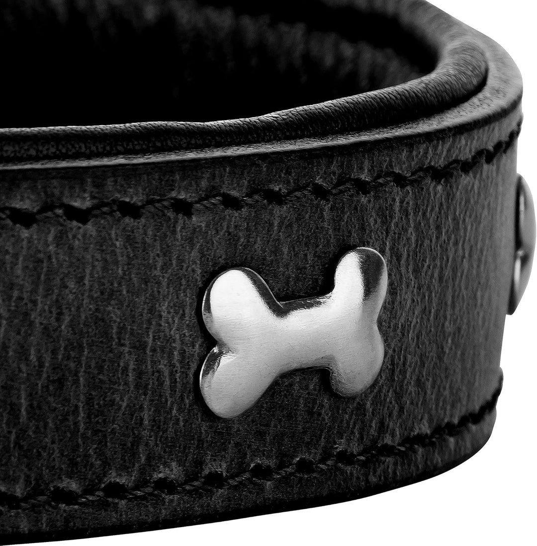 Schnüffelfreunde Lisa Halsband für Hunde aus Leder mit Applikation, Hundehalsband für den grossen un