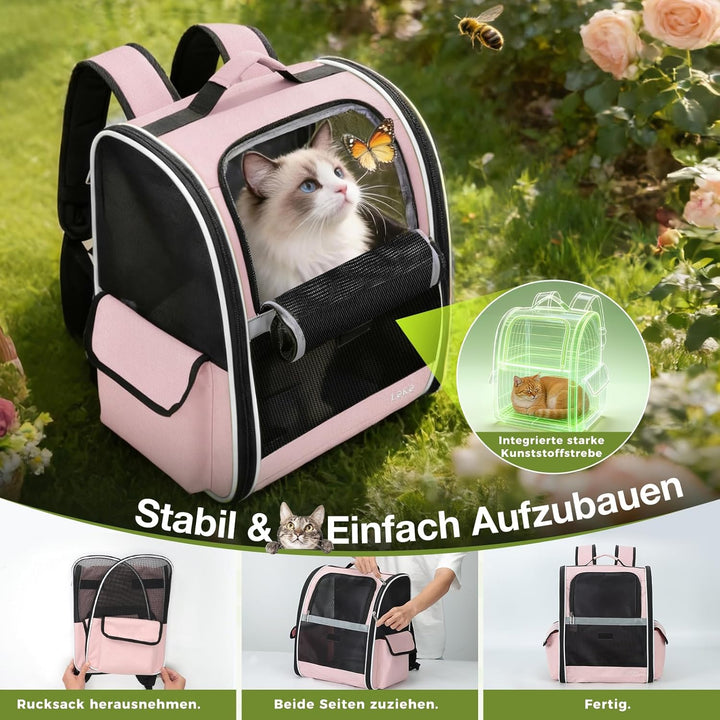 Lekesky Katzen Rucksack Hunderucksack für Mittel/Kleine Haustiere(2-8KG), KatzenRucksack mit Netzfen