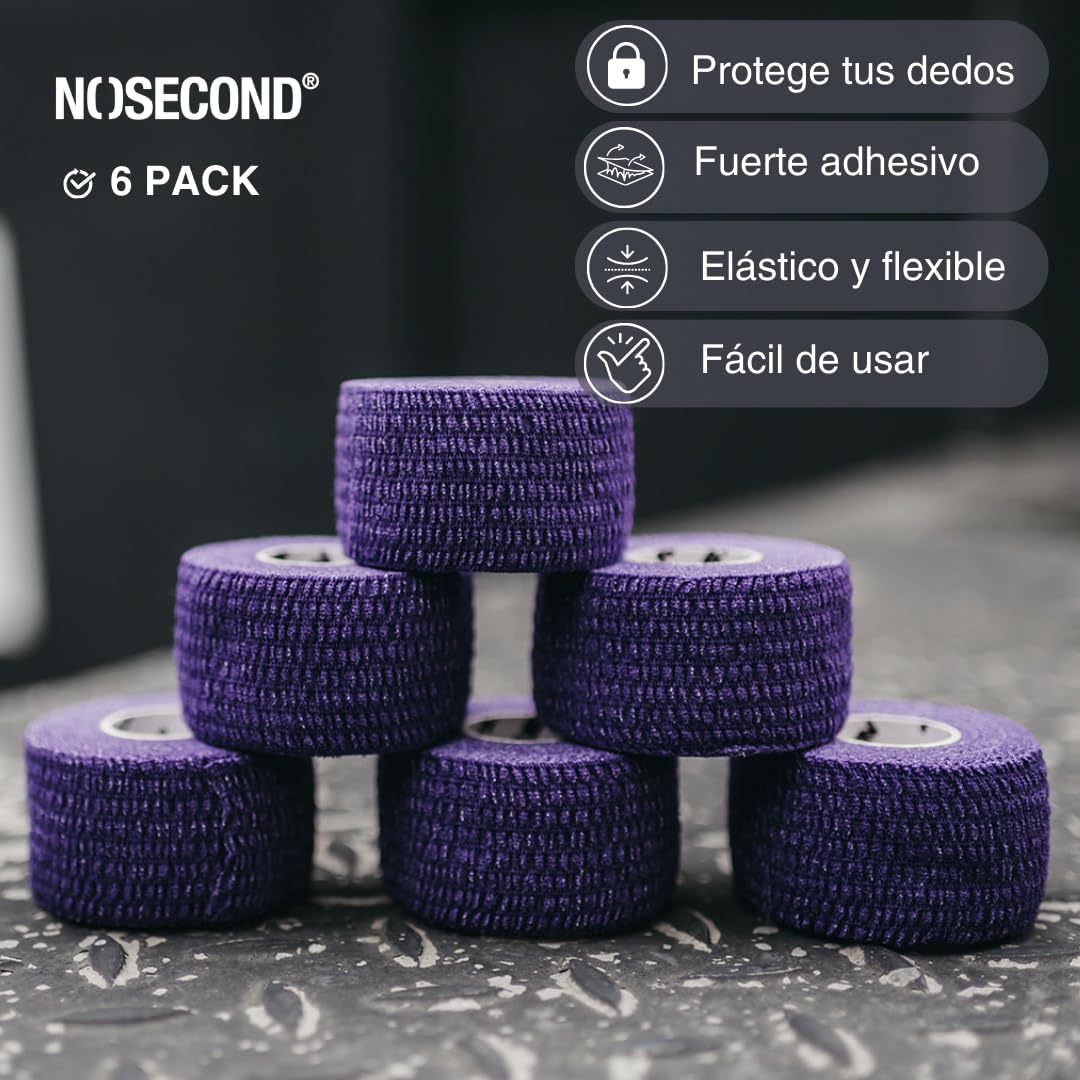 6 Stück Crossfit Tape Premium Elastisch selbstklebend 38 mm x 6 m Sportband Gewichtheben Grip voilet