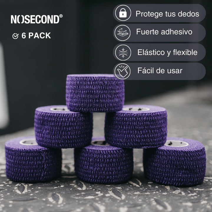 6 Stück Crossfit Tape Premium Elastisch selbstklebend 38 mm x 6 m Sportband Gewichtheben Grip voilet