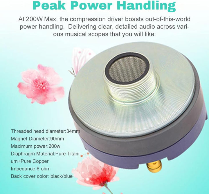 Yctze 200W Tweeter Treble -Kompressionstreiber mit Premium -Magnetmetallkonstruktion für das Zubehör