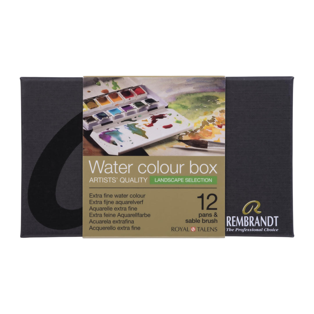 Rembrandt Water Colour Box Landscape Selection extra feine Aquarellfarbe, Metallkasten mit 12 Näpfch
