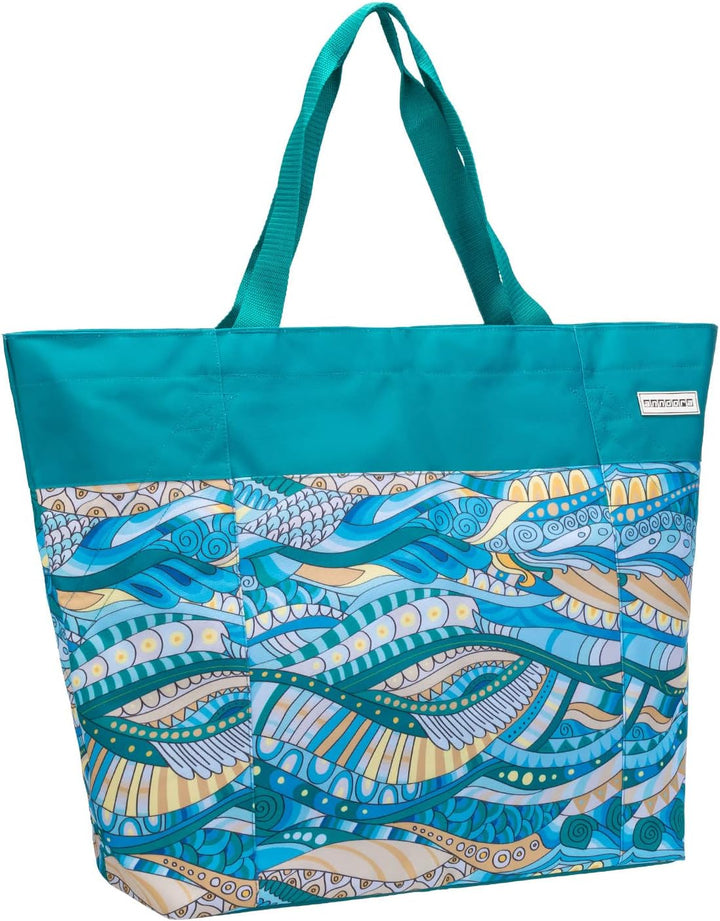 anndora XXL Shopper OCEAN - Strandtasche 40 Liter Schultertasche Einkaufstasche türkis gemustert Oce