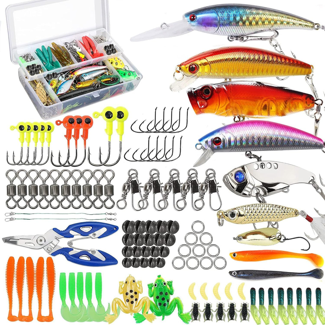 Angelköder Tackle Box Bass Fishing Kit, Salzwasser und Süsswasser Köder Angelausrüstung einschliessl