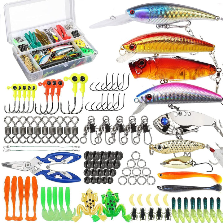 Angelköder Tackle Box Bass Fishing Kit, Salzwasser und Süsswasser Köder Angelausrüstung einschliessl