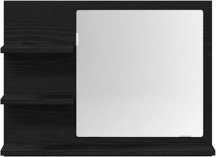 vidaXL Badspiegel Schwarz Eichen-Optik 60x10,5x45 cm Holzwerkstoff, Badezimmerspiegel, Wandspiegel,