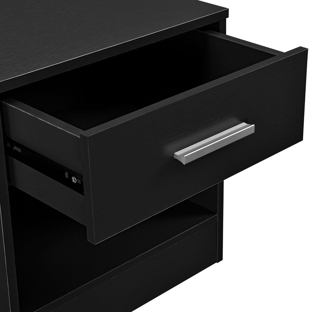 [en.casa] Eleganter Nachttisch mit Schublade und Ablagefach Nachtschrank Schwarz Schubladentisch Nac