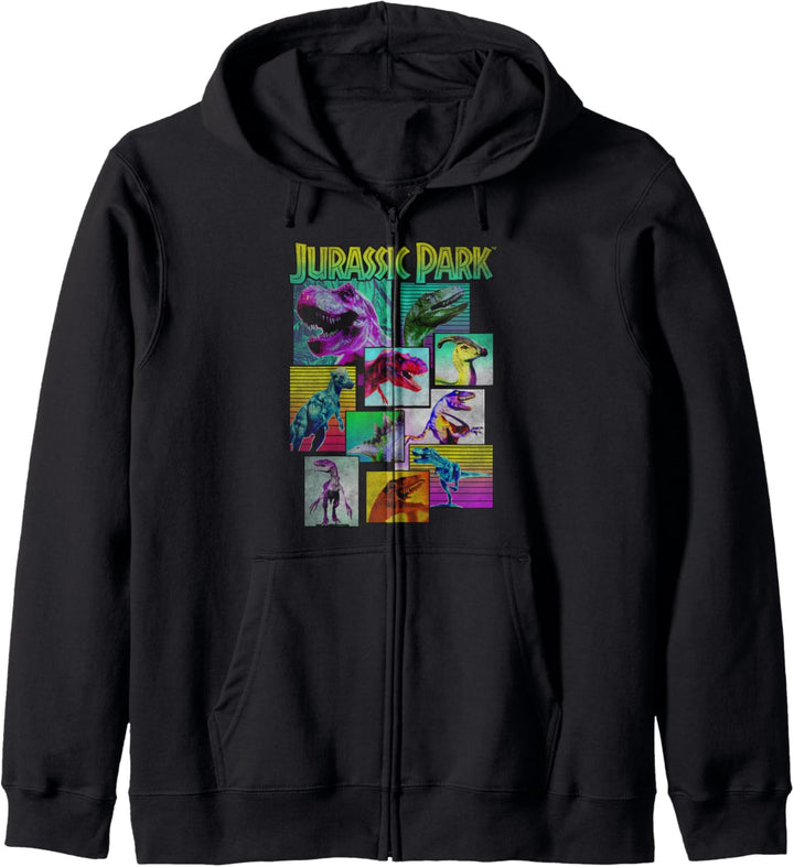Jurassic Park Dinosaurs Of The Park Neon Retro Kapuzenjacke