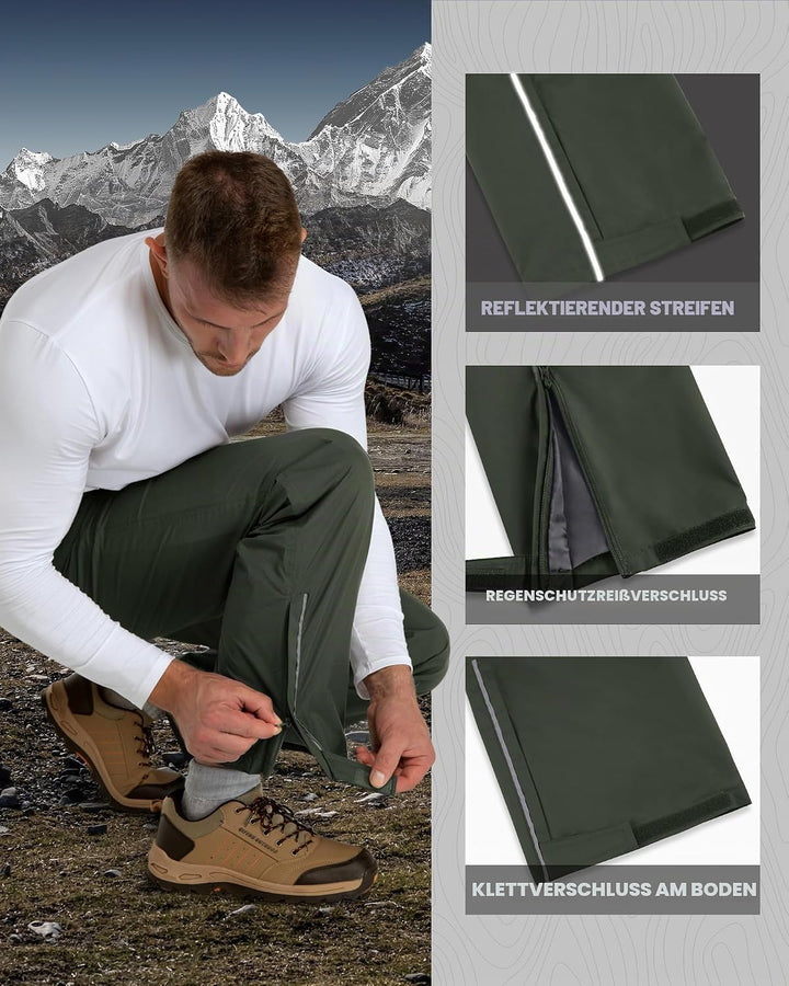 Outdoor Ventures Herren Regenhose Fahrrad Wasserdicht Atmungsaktiv Überziehhose Winddicht Outdoorhos
