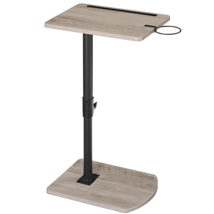 HOOBRO C-Form Beistelltisch Höhenverstellbar von 45,5-78 cm, 360° drehbarer Sofatisch mit Getränkeha