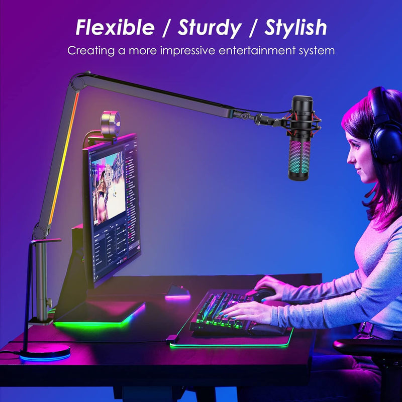 YOUSHARES RGB Mikrofon Arm kompatibel mit Shure SM7B, MV7, HyperX QuadCast, ProCast, Blue Yeti, Rode
