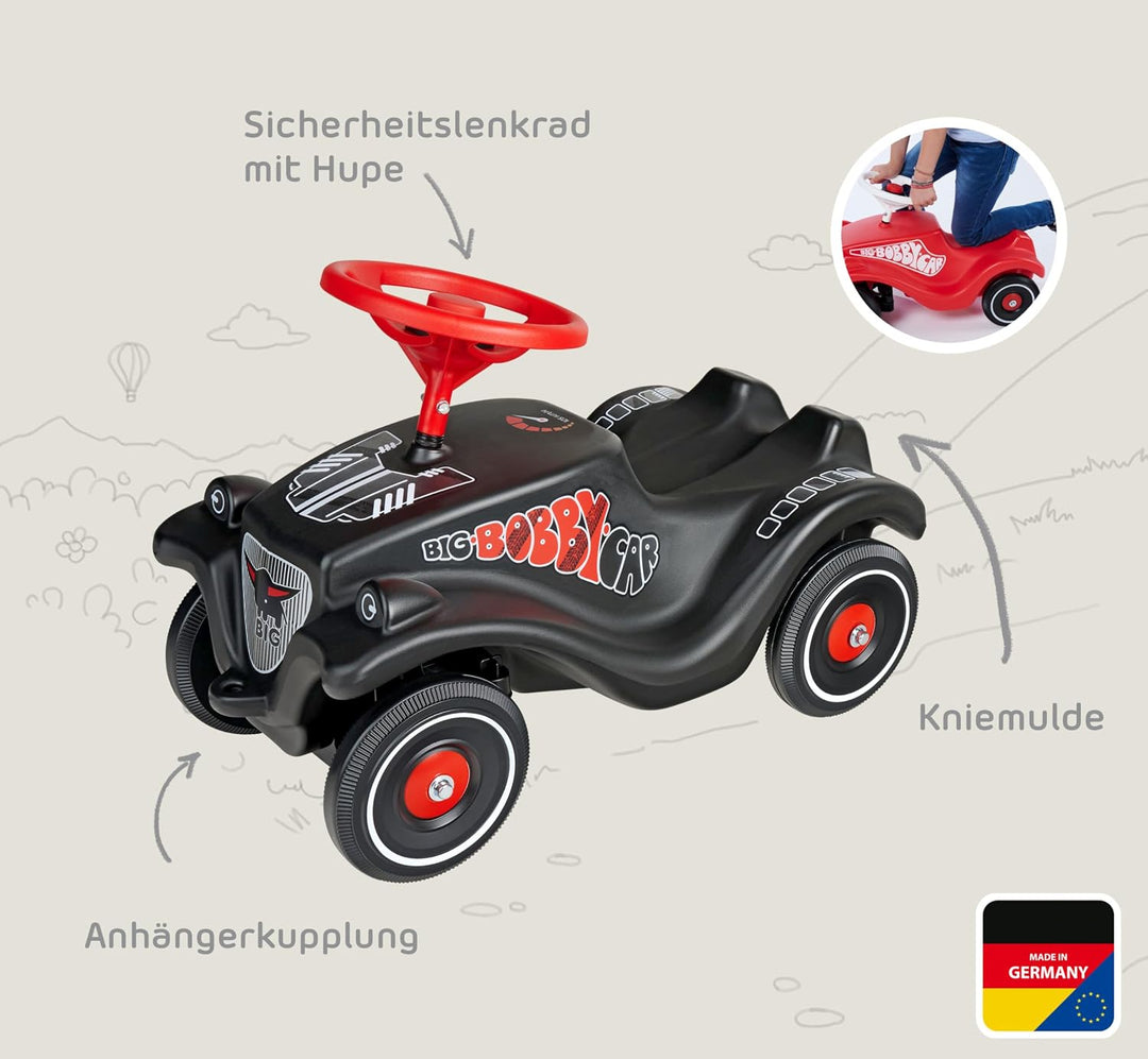 Big Bobby Car Classic GT - Rutschauto mit Racing-Design, Sicherheitslenkrad mit Hupe, ergonomischer