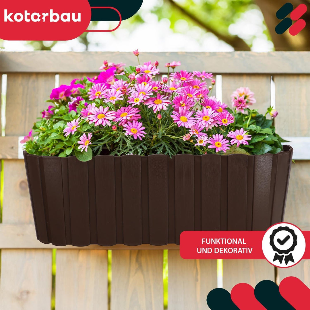 KOTARBAU® 6er Set Blumenkasten für Balkon - 40 x 15 x 15 cm - Blumenkasten für Balkongeländer - Balk