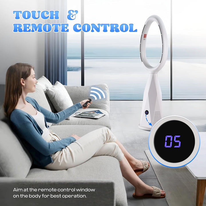 Moongiantgo 46" 2-in-1 lüfterloser Turmventilator & Heizgerät mit Fernbedienung & HEPA-Filter - 10 G