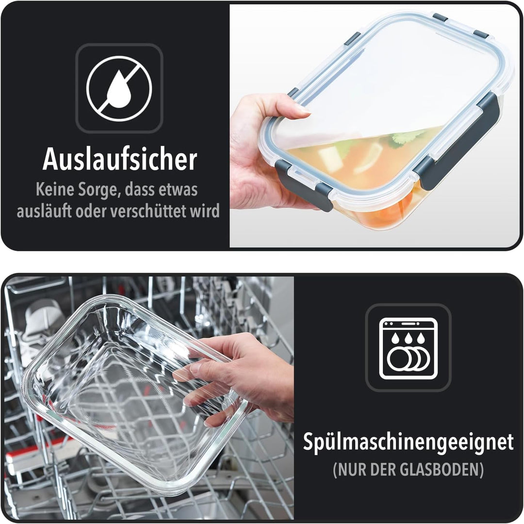 Aufbewahrungsbox Glas Lebensmittel - [10er Pack] Lunchboxen für Gesunde Mahlzeiten mit Luftdichten D