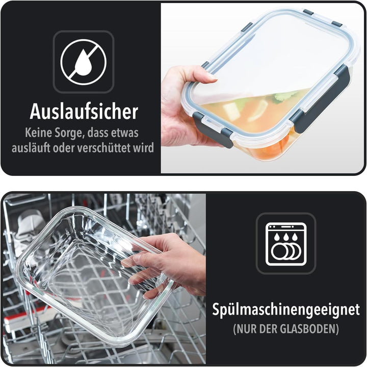 Aufbewahrungsbox Glas Lebensmittel - [10er Pack] Lunchboxen für Gesunde Mahlzeiten mit Luftdichten D