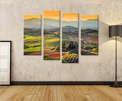 islandburner Bild Bilder auf Leinwand Toskana V5 Italien Landschaft 4er XXL Poster Leinwandbild Wand