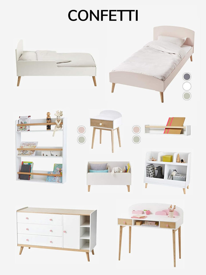 Vertbaudet Kinderzimmer Spielzeugkiste KONFETTI, Truhe weiss/natur ONE SIZE Weiss/Natur Einheitsgrös