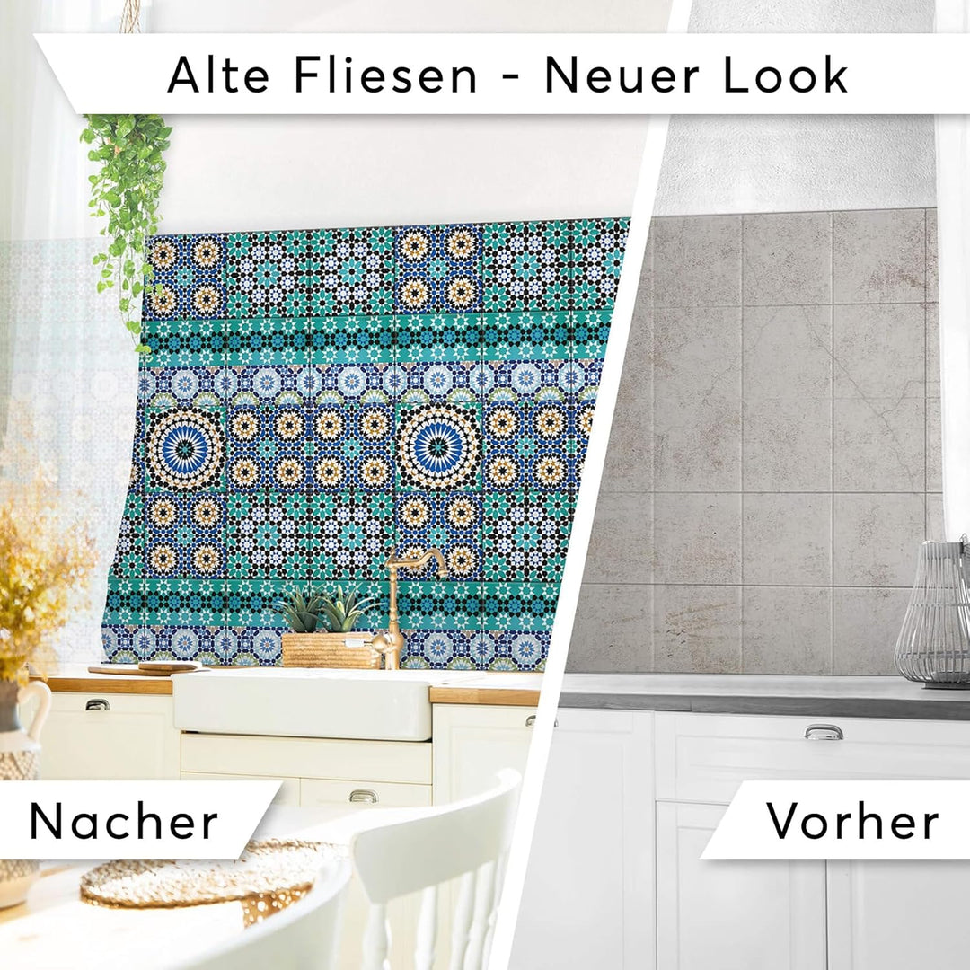 20 Stück Fliesenfolie für Bad und Küche 20x20 cm - Klebefliesen, Mosaikfliesen - selbstklebende Flie