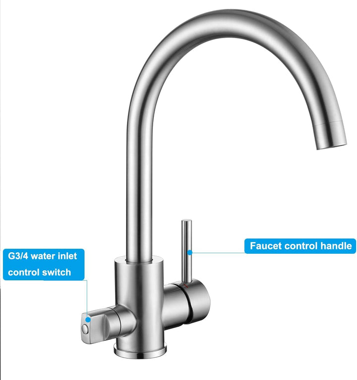 Tondiy Wasserhahn Küche für Geschirrspüler, Küchenarmatur mit 3/4 Zoll Anschlusss, Hochdruck Spültis