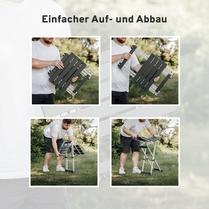 CAMPWERK Alu Camping Beistelltisch, Campingtisch, Klapptisch, Gartentisch, Camping Möbel, Faltbar &