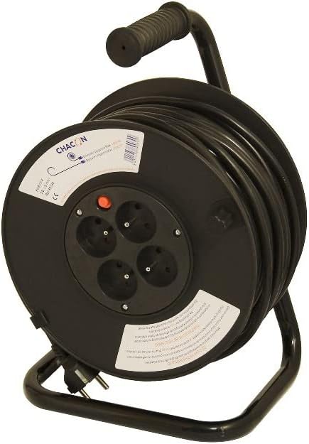 Chacon 89030 Kabeltrommel, 4 x 16 A, 3 x G, 1,5 mm, 40 m, Schwarz