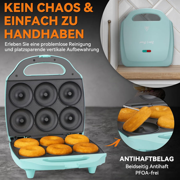Baker’s Friend Mini Donut Maker Maschine für zu Hause, 6 x 7.5 cm Mini Donuts Maker Maschine für Fam