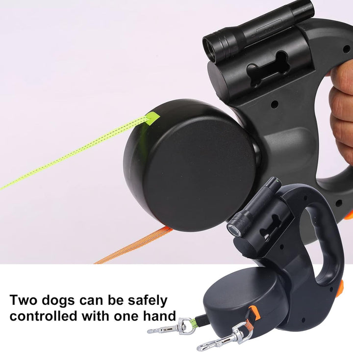 Asixxsix Einziehbare Hundeleine mit Taschenlampe, einhändig bedienbare einziehbare Leine für Haustie