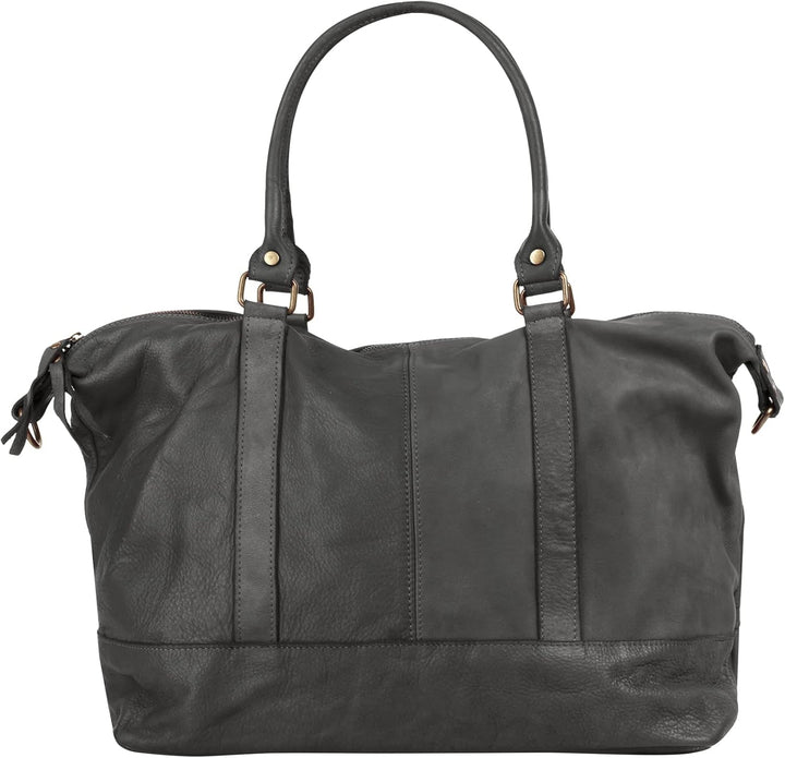 Reisetasche Echt Leder Damen Made in Italy | Weekender mit Schultergurt | Handgepäck mit Reissversch