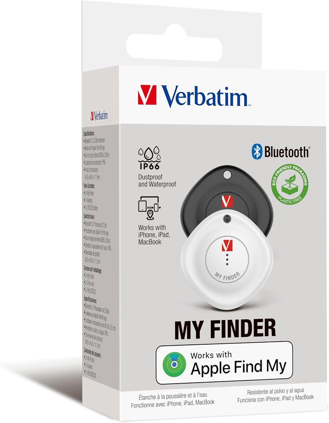 Verbatim My Finder 2er Set, Bluetooth Tracker für Schlüssel, Rucksack, Koffer, Geldbörse und Co, kom