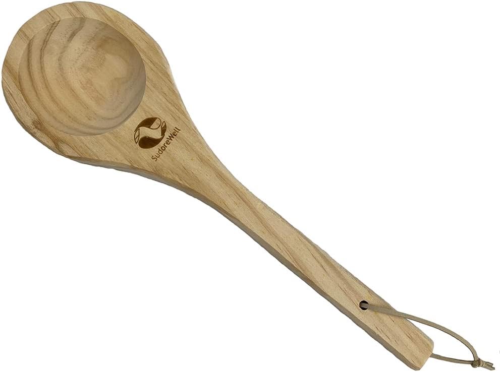 Sauna Schöpfkelle Saunakelle aus Weichholz 40 cm mit Lederriemen
