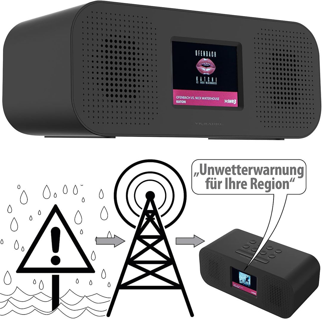VR-Radio Radiowecker: Stereo-Radio-Wecker mit DAB+, Notfall-Warn-Funktion, USB, Bluetooth (DAB Radio